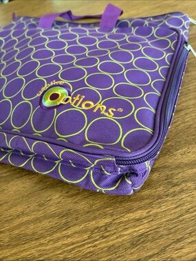 Creative Options Purple Circle-Print Tote with Front Pocket and Dual Handles